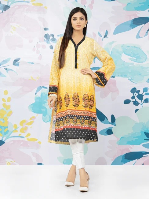 EWU22A1-23361 Unstitched Yellow Printed Lawn 1 Piece